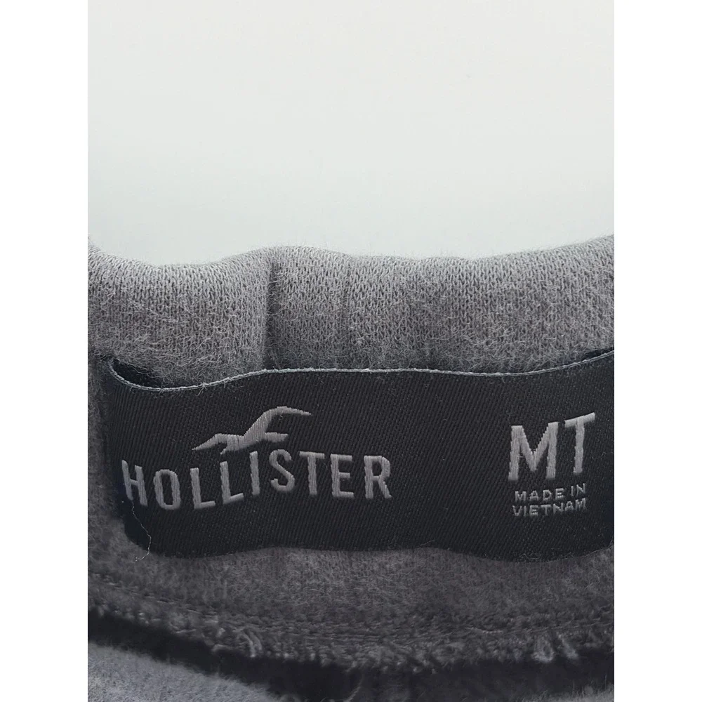 Hollister Mens Charcoal Gray Fleece Jogger Sweatpant Drawstring Relaxed Med Tall